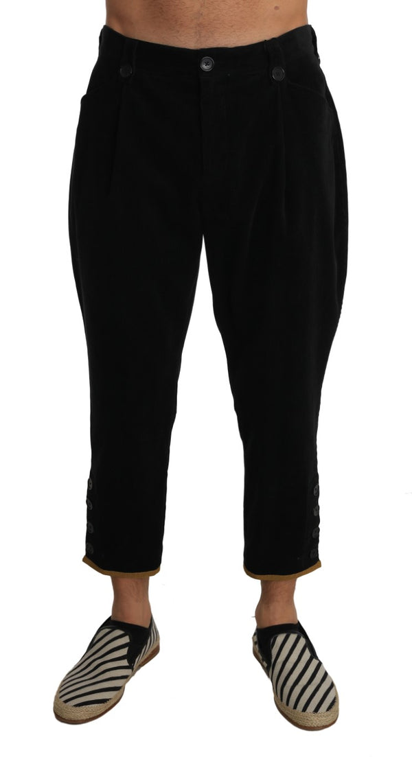 Corduroys Cropped Wide Trousers Black