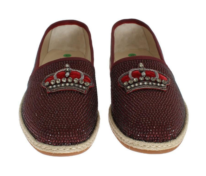 Red Canvas Swarovski Strass Loafers