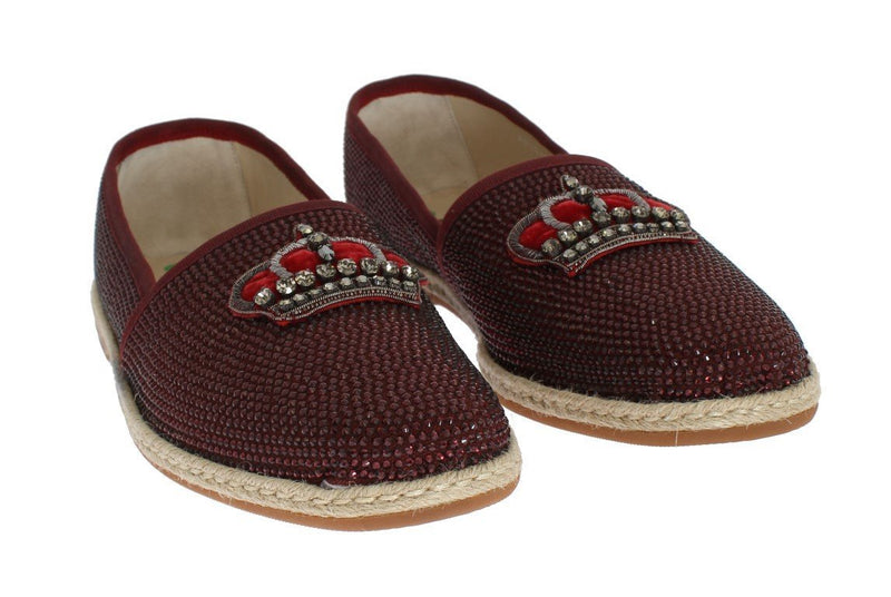 Red Canvas Swarovski Strass Loafers