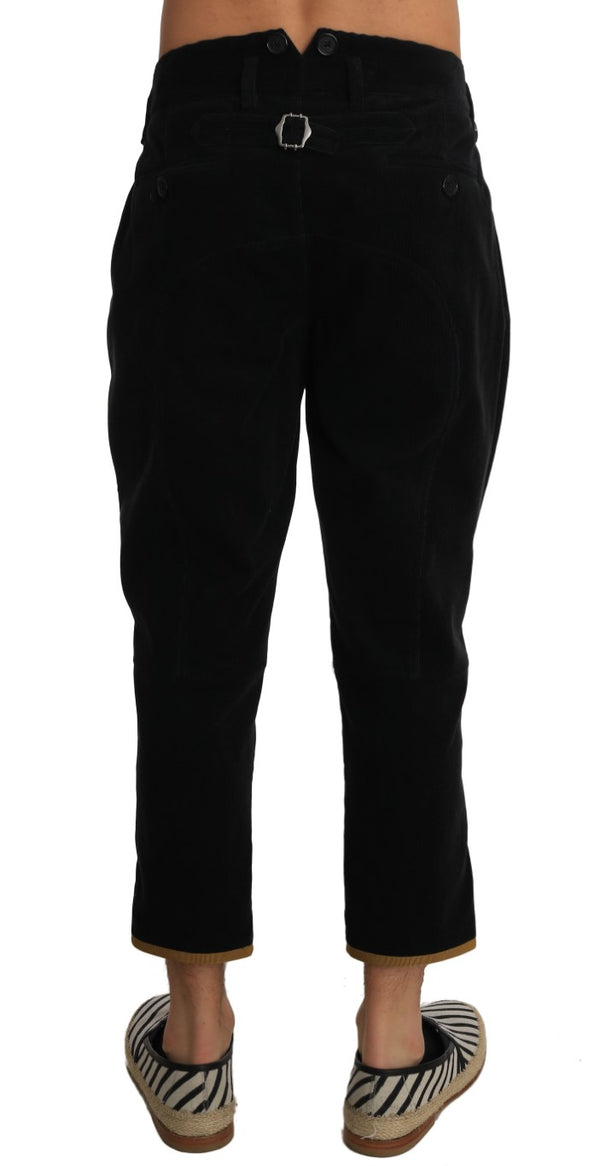 Corduroys Cropped Wide Trousers Black