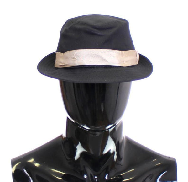 Black Cotton Logo Fedora Trilby Hat