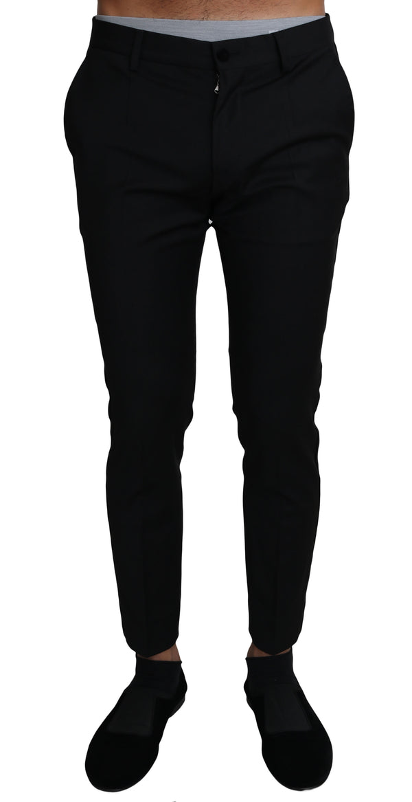 Black Wool Stretch Formal Trousers Pants