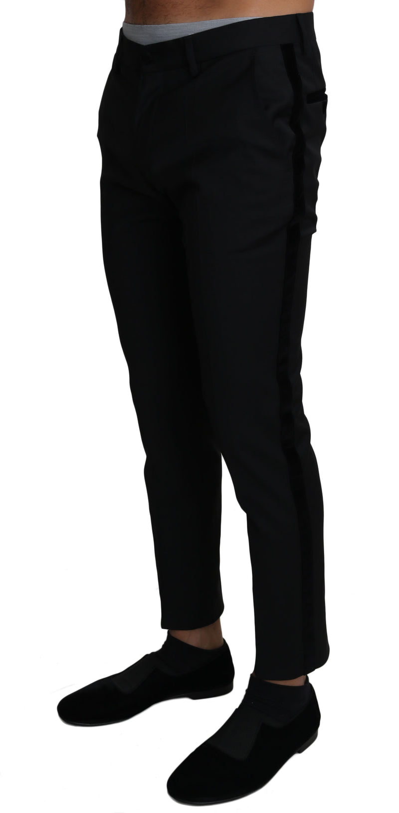 Black Wool Stretch Formal Trousers Pants