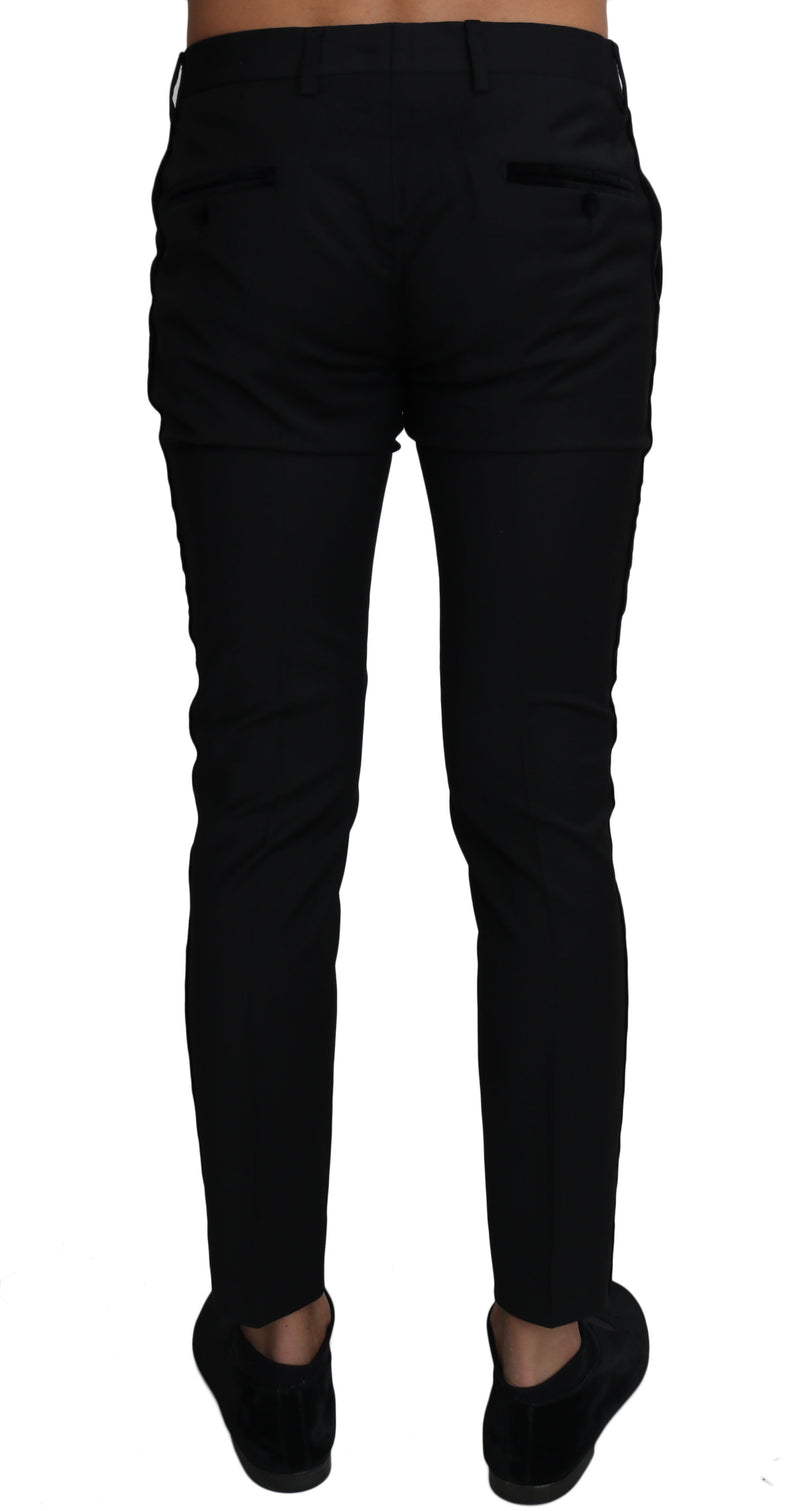 Black Wool Stretch Formal Trousers Pants