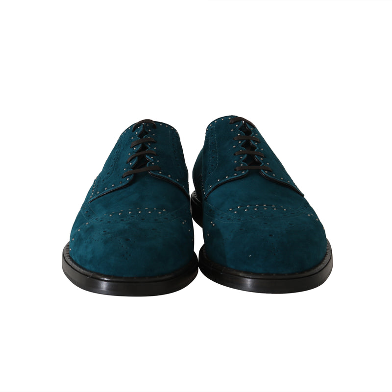 Blue Leather Derby Dress Wingtip Shoes