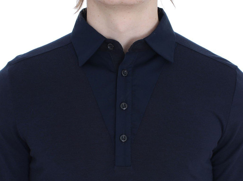 Blue Button Down Polo Sweater