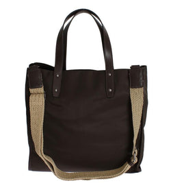 Brown Nylon Leather Gym Travel Shoulder Bag