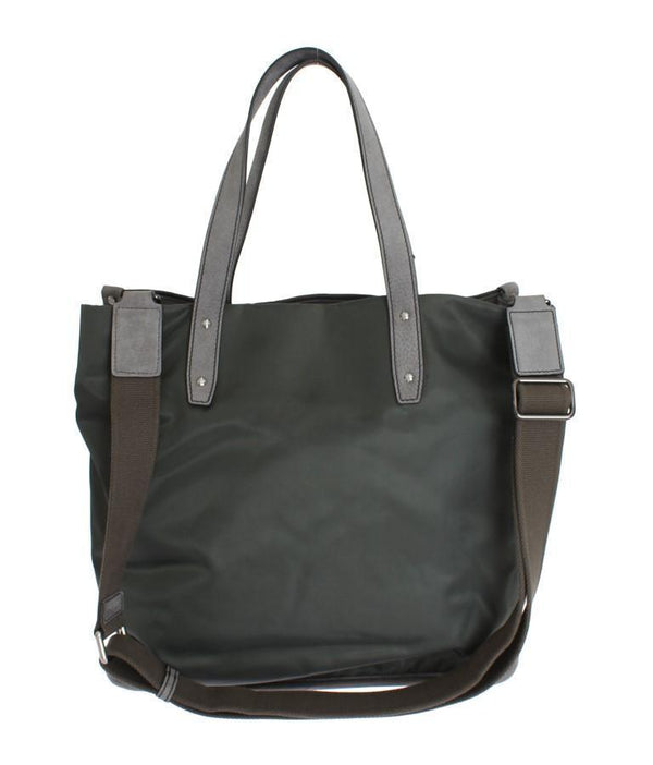 Green Nylon Leather Gym Travel Shoulder Bag