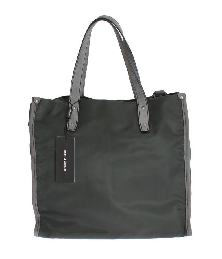 Green Nylon Leather Gym Travel Shoulder Bag