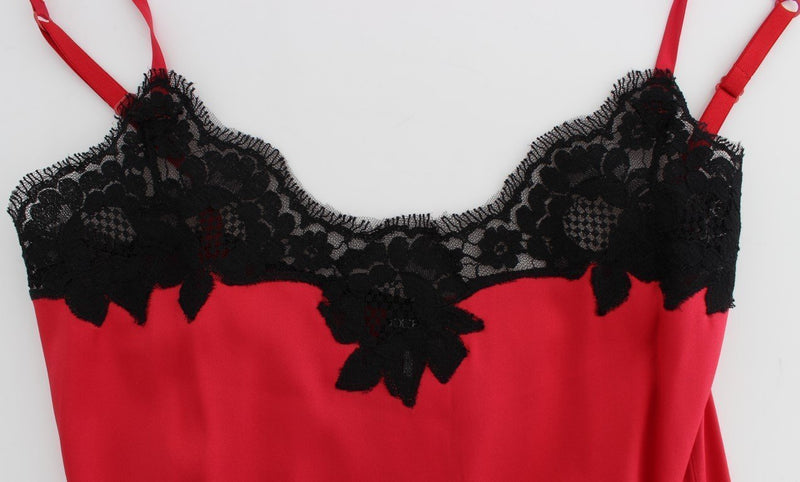 Red Black Silk Lace Lingerie Dress