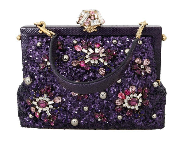 Purple VANDA Crystal Sequined Clutch Bag