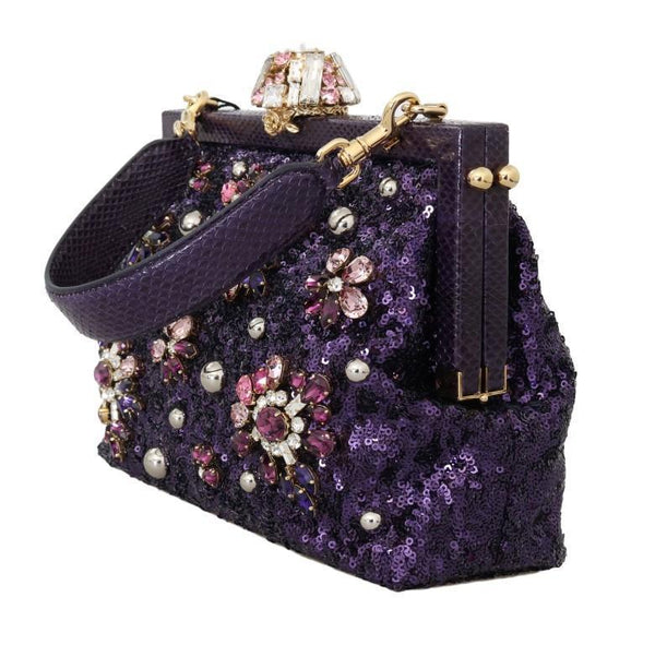 Purple VANDA Crystal Sequined Clutch Bag