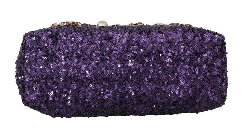 Purple VANDA Crystal Sequined Clutch Bag