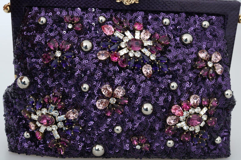 Purple VANDA Crystal Sequined Clutch Bag