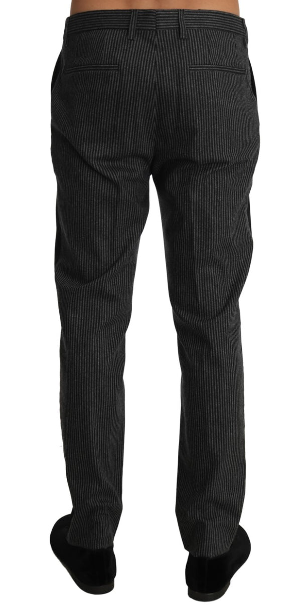 Gray Wool Black Stripe Dress Trousers Pants