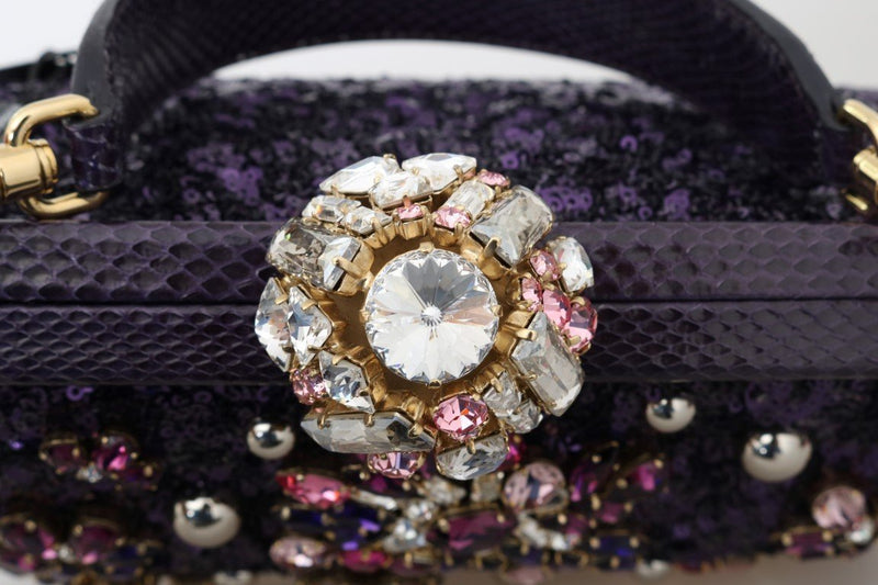 Purple VANDA Crystal Sequined Clutch Bag