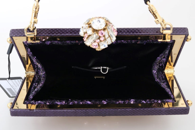 Purple VANDA Crystal Sequined Clutch Bag