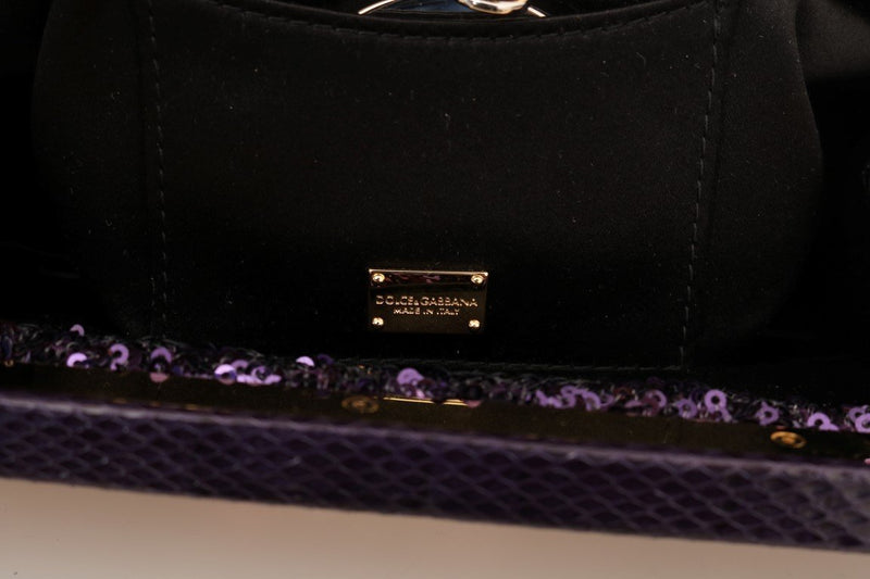 Purple VANDA Crystal Sequined Clutch Bag