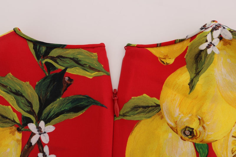 Red Lemon-Print Floral Top