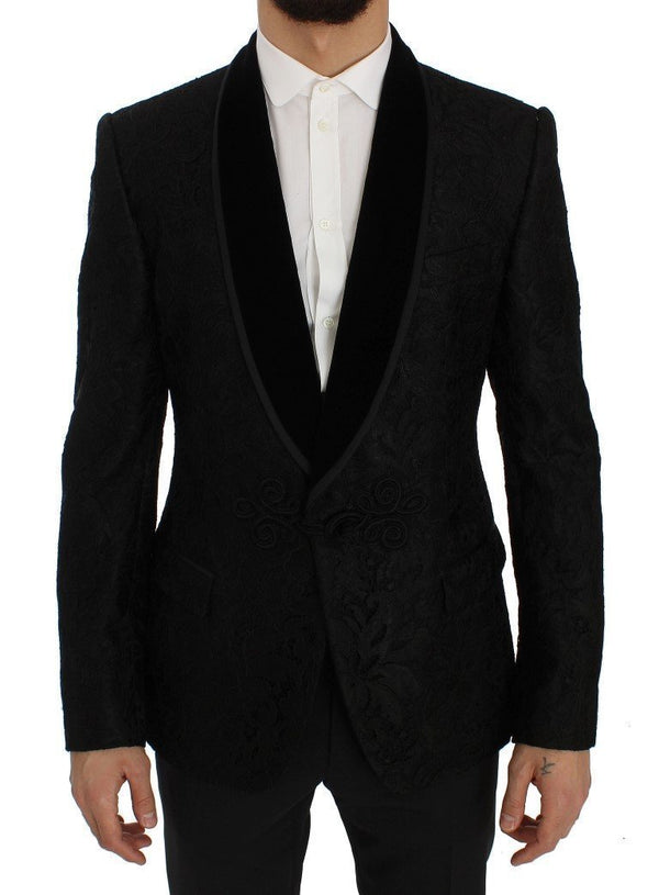 Black Torero Jacquard Slim Blazer Jacket