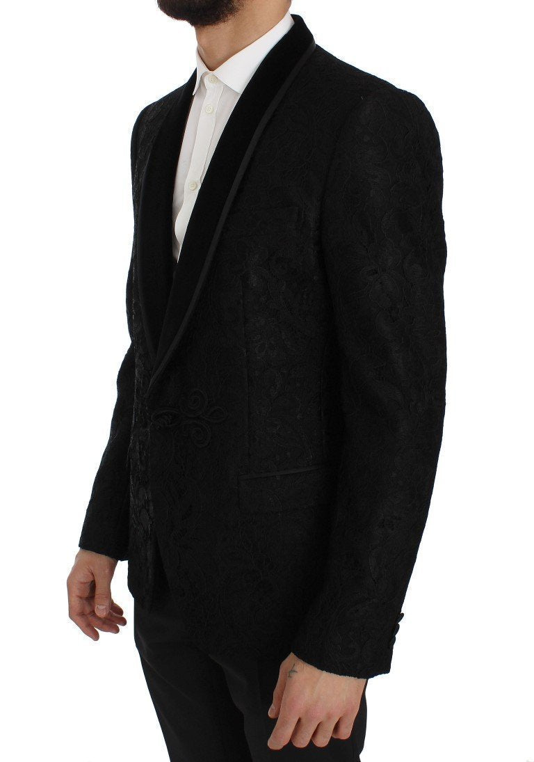 Black Torero Jacquard Slim Blazer Jacket