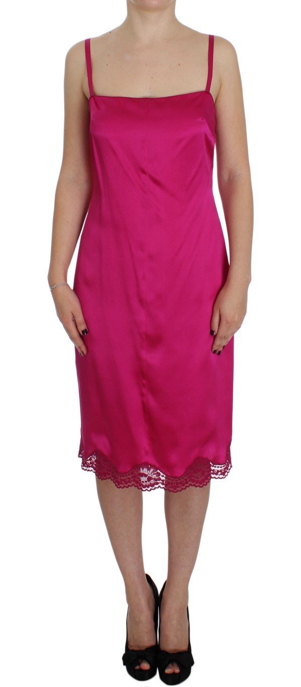 Pink Silk Floral Lace Lingerie Dress