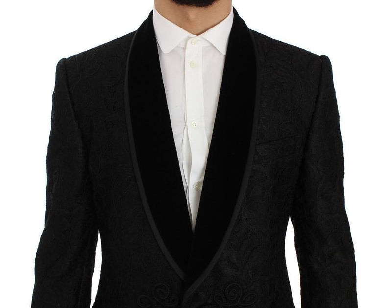 Black Torero Jacquard Slim Blazer Jacket