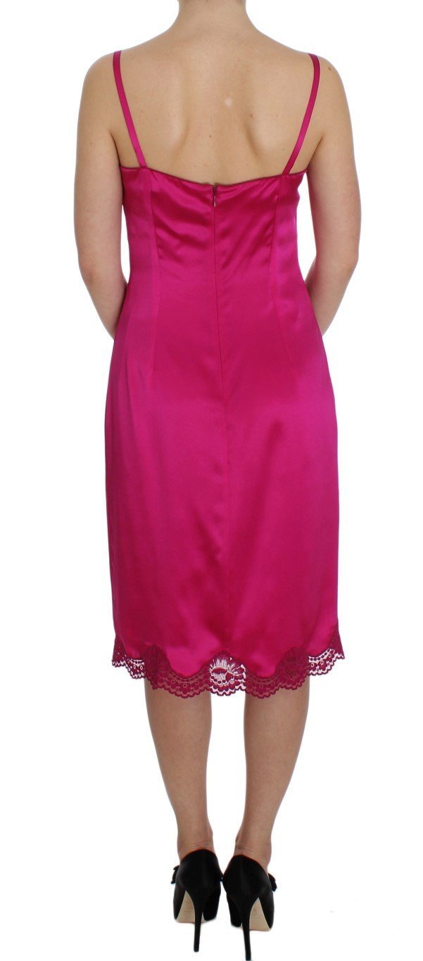 Pink Silk Floral Lace Lingerie Dress