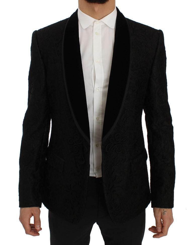 Black Torero Jacquard Slim Blazer Jacket