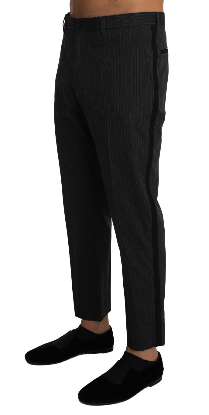 Gray Black Cotton Striped Dress Trousers Pants