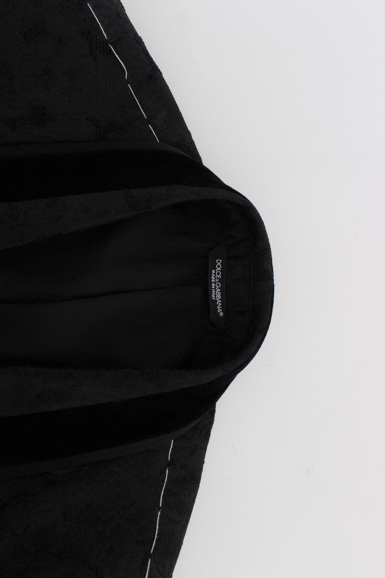 Black Floral Ricamo Slim Fit Blazer Jacket