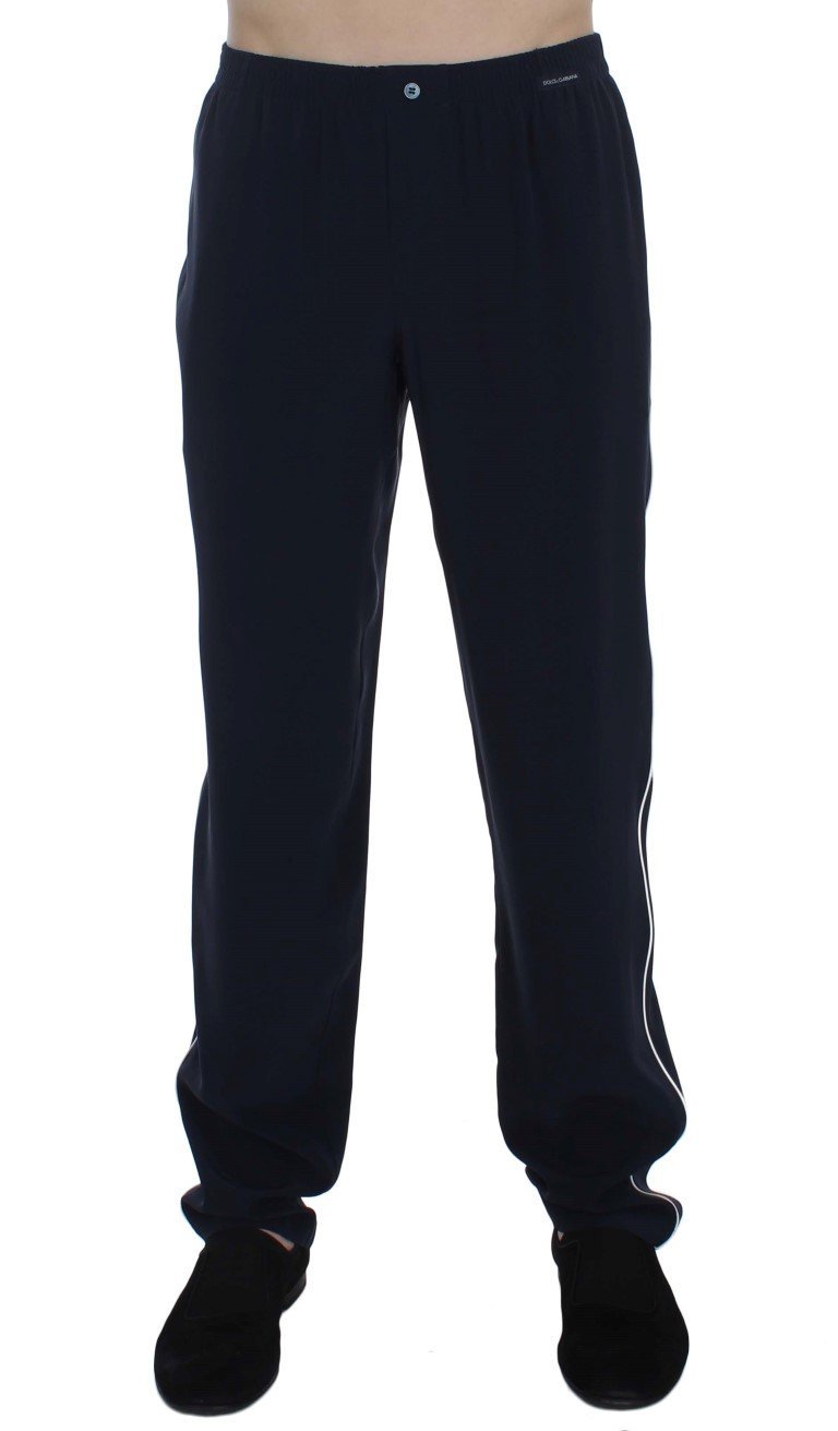 Navy Blue Silk Pajama Pants