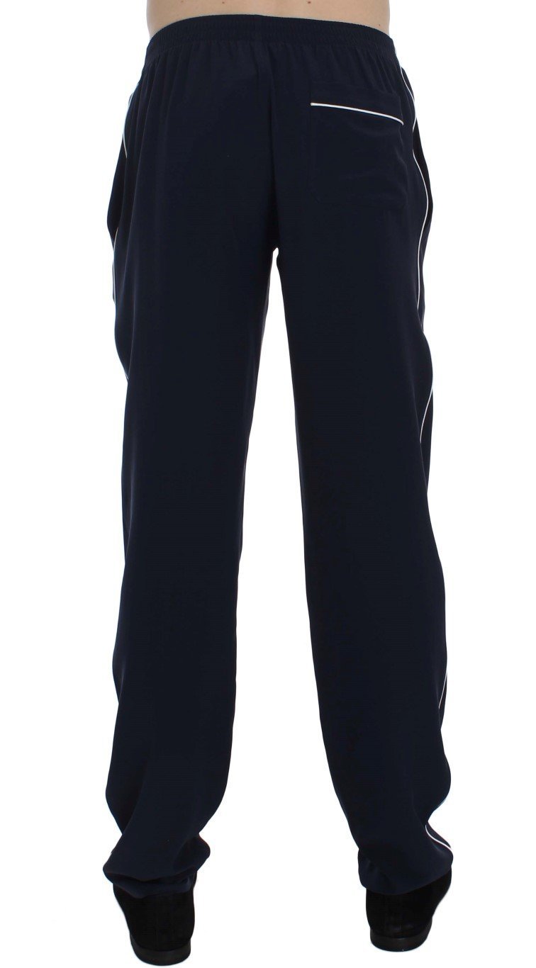 Navy Blue Silk Pajama Pants