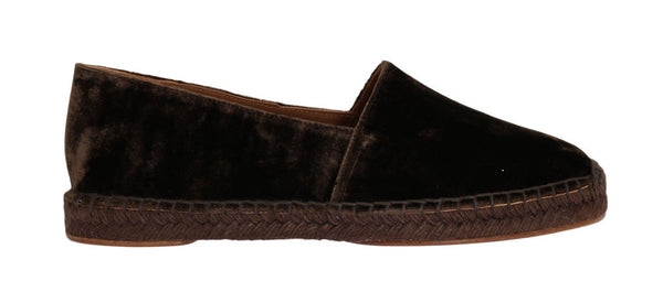 Brown Velvet Flats Espadrilles Shoes
