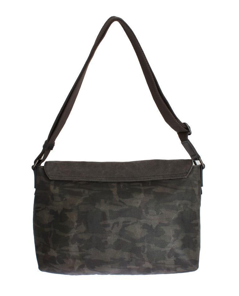 Brown Leather Military Camouflage Messenger Bag