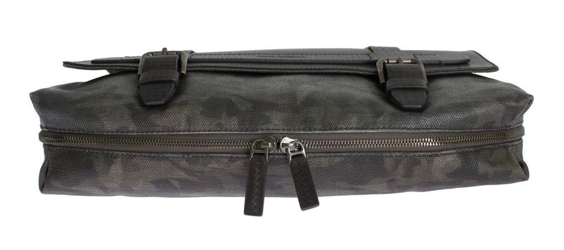 Brown Leather Military Camouflage Messenger Bag