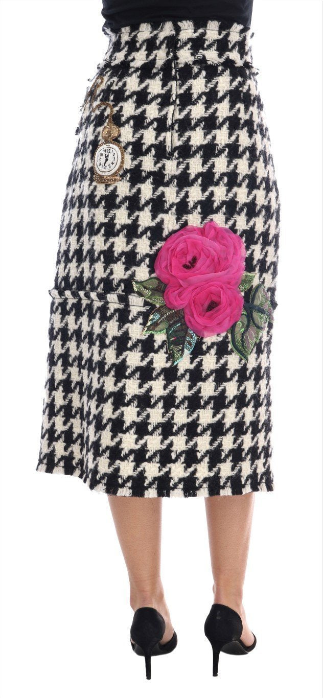 Black White Wool Crystal Sicily Skirt