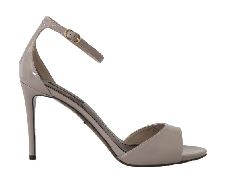 Gray Leather Stiletto Heels Sandal