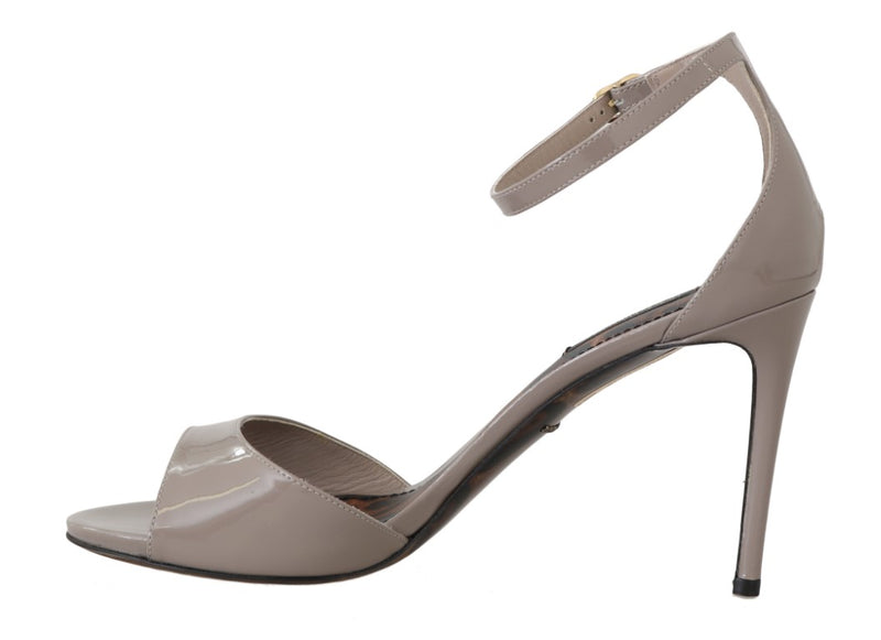 Gray Leather Stiletto Heels Sandal