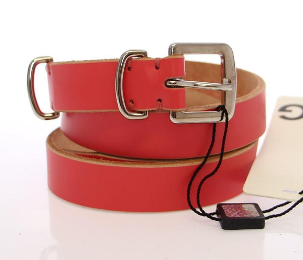 Pink Leather Logo Belt