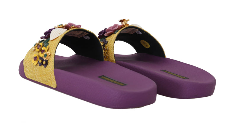 Purple Crystal Beachwear Slides