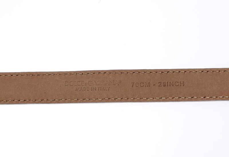 Green Leather Gold Buckle Logo Waist Belt