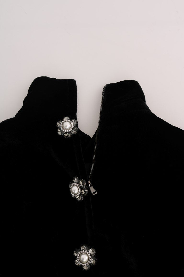 Black Mock-Neck Crystal Chandelier Dress