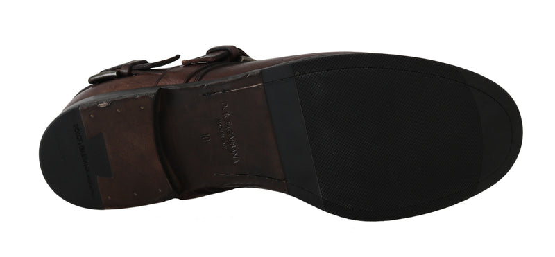 Brown Leather Derby Monkstrap Mens Shoes
