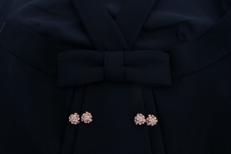 Black Wool Stretch Crystal Shift Dress