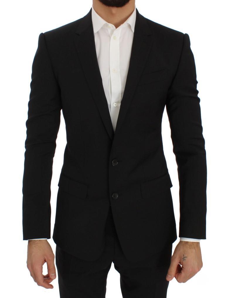 Black Wool Stretch Slim Blazer Jacket