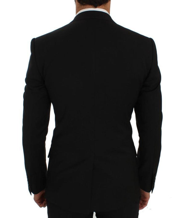 Black Wool Stretch Slim Blazer Jacket