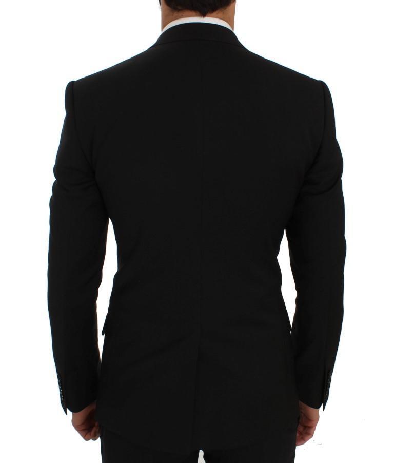 Black Wool Stretch Slim Blazer Jacket