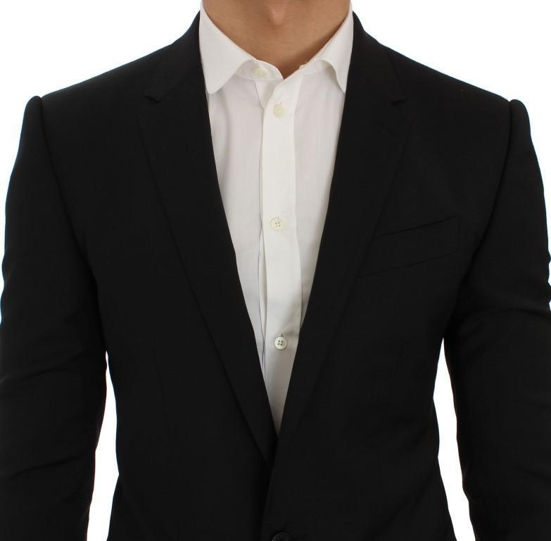 Black Wool Stretch Slim Blazer Jacket
