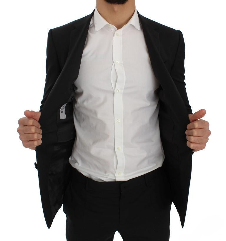 Black Wool Stretch Slim Blazer Jacket